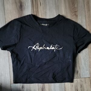 Alphalete Midnight Black Tee with GoldLogo